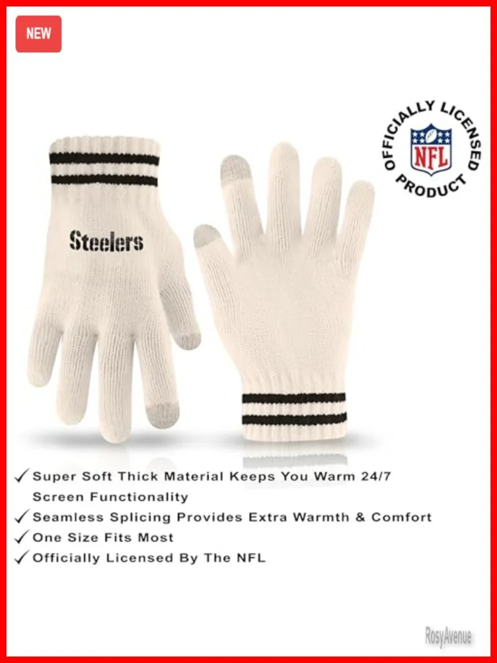 NFL Team Cable Knit Beanie with Touchscreen Gloves Set